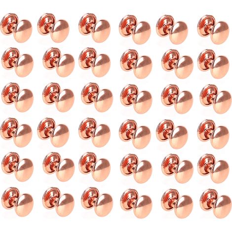 Rivets simples/doubles en or rose, rivets, clous décoratifs pour sacs, ceintures, chapeaux et vêtements, clous ronds, rivets Fe8x6s-010 (1/5)
