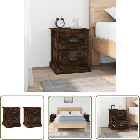 The Living Store Tables de chevet 2 pcs chêne fumé 39x39x47,5 cm bois ingénierie - Table De Chevet - Meubles De Chambre - Armoire De Chevet - Commode - Design Moderne (1/5)