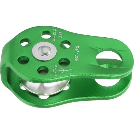 Poulie d'escalade extérieure compacte 20 kN en aluminium, micro-poulies latérales fixes pour travaux en hauteur (vert) (1/5)