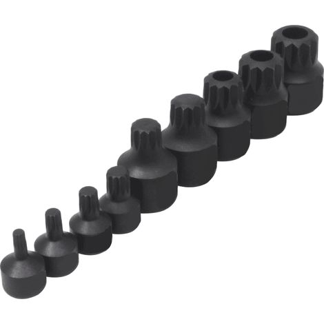 Set bussole 9pz inserti xzn 1/4" 3/8" M4 M18 chiavi bussola S2 impatto foro 225sa (1/2)