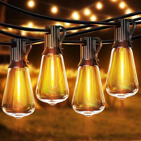 Guirlande lumineuse d'extérieur de 15 m, guirlande lumineuse d'extérieur de 25 m, adaptée au jardin, au pavillon, au balcon, au mariage (1/5)