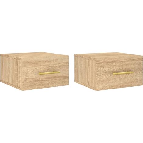 vidaXL Comodini a Muro 2 pz Rovere Sonoma 35x35x20 cm