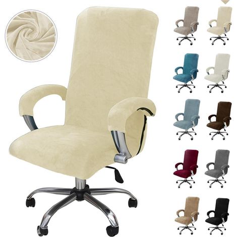 Bürostuhlbezug mit Armlehnen, elastischer Samt, abnehmbar, Größe XL (1/5)