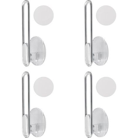 Lot de 4 crochets auto adhésifs en forme de L pour embrasses de rideaux Crochets muraux sans perçage Crochets multi usages pour la maison (1/5)