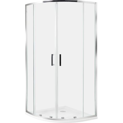 Cabina de ducha vidrio templado puerta doble corredera plateado 90 x 90 x 185 cm Jukatan