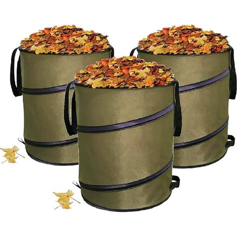 Set mit 3 robusten, wiederverwendbaren Pop-up-Gartensäcken (46 x 55 cm), ideal für Camping, Gartenarbeit, Picknicks und andere Outdoor-Aktivitäten.