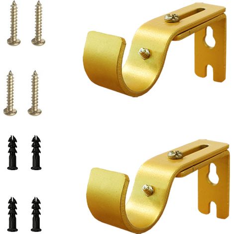 Soportes para barras de cortina resistentes y ajustables – Para barras de cortina de 25 mm, fáciles de instalar, color dorado (juego de 2) (1/5)
