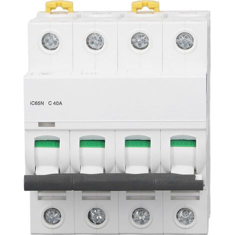 Disjoncteur miniature 4P Pa66, montage sur rail DIN, disjoncteurs 400 V basse tension, pouvoir de coupure 6000 A, C40A (40 A)