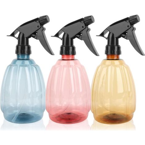 3 botellas pulverizadoras de 500 ml, botellas pulverizadoras de plástico reutilizables, botella pulverizadora de agua, botella con bomba vacía para limpieza, plantas, jardinería, peluquería -Crezuo