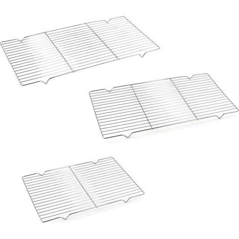 Griglia di raffreddamento in acciaio inox resistente e antiruggine, utensile da cucina (23 x 17 cm), set da 3 pezzi.