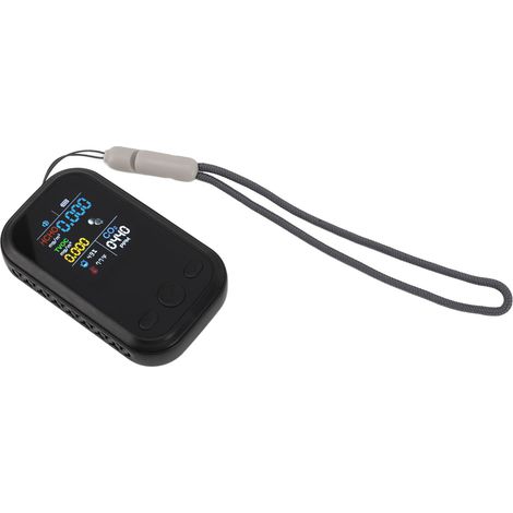 Moniteur de qualité de l'air 5 en 1 : détecteur multifonctionnel, intelligent et portable de CO2, d'humidité et de température pour l'intérieur de la maison (noir). (1/5)