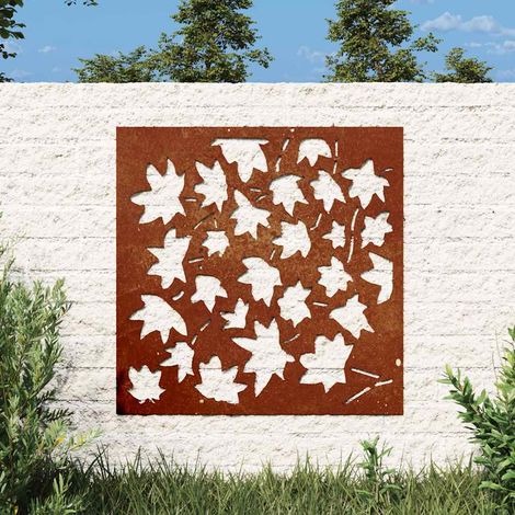 Garten-Wanddeko 55x55 cm Cortenstahl Ahornblatt-Design