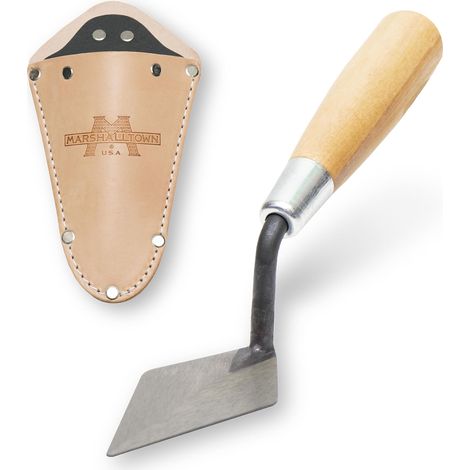 Marshalltown ATH114S 16942 Archeologia-Cazzuola a Punta Rigida in Stile londinese con Fondina-Manico in Legno, Acciaio al Carbonio, 102x51 mm, Argento (1/4)