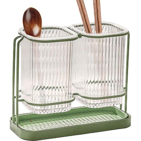 Porte-baguettes, récipient, cuillère, ustensiles. Boîte de rangement pour couverts, idéale pour la maison de campagne, la vaisselle, la cuisine, l'évier, les placards, le bureau et l'intérieur. (1/5)