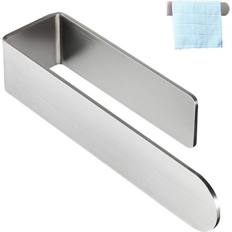 Barra para toallas de acero inoxidable SUS 304 cepillado sin necesidad de taladrar - 37x5x4,1 cm - Para baño y cocina (1/5)