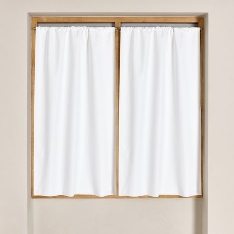 Vitrage 100 % occultant et thermique avec embrasses intégrées Blanc 70x160 cm (1/4)