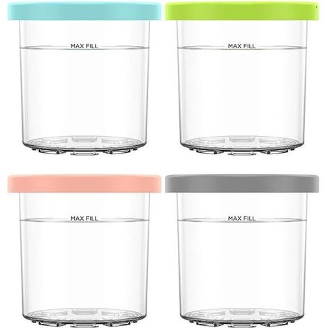 Pots de conservation pour crème glacée (type pinte) compatibles avec les machines à crème glacée Ninja NC299AM et C300S (avec couvercles) (1/5)