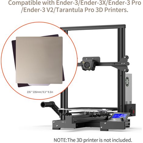 Plate-forme de construction PEI en tôle d'acier à ressort pour imprimante 3D 235 x 235 mm avec plaque arrière magnétique, forte adhérence, compatible avec les imprimantes Creality Ender-3/Ender-3X/End (1/5)