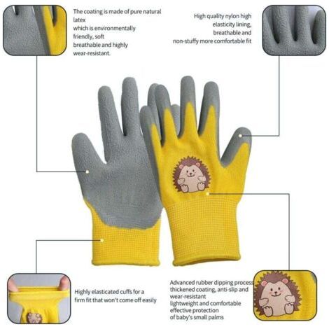 Gants de jardinage pour enfants, 2 paires par paquet, antidérapants et résistants aux coupures, adaptés aux enfants de moins de 5 ans. (1/3)