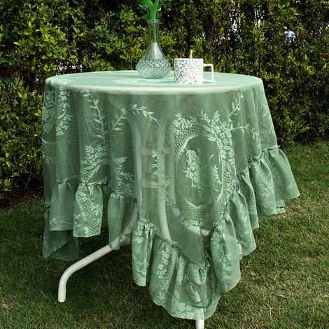 Nappe en dentelle vintage à motifs floraux, lavable en machine, style champêtre, 140 × 90 cm, idéale pour la cuisine et la salle à manger (1/4)