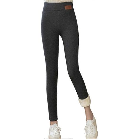 Leggings en cachemire d'agneau ultra épais pour femme, pantalon d'hiver épais et chaud à taille haute