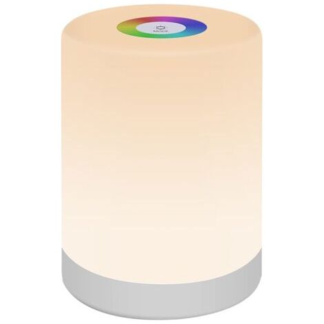 Pair - Veilleuse, RVB, 7 couleurs, 4 modes d'éclairage, contrôle tactile, intensité variable, batterie 1200 mAh, portable, USB, blanc (1/5)