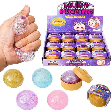 12pcs Squishy Dumpling avec Panier Vapeur,Glitter Squishy Mystery Glitter Rainbow Dumplings, Jouets Anti-Stress Et Anti-Anxiété, Balle Sensorielle Géante, Jouets Sensoriels Souples à Presser (1/5)