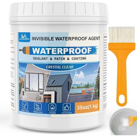 Liquide Étanchéité Transparent, 1KG Revêtement Imperméable Transparent, Liquide d'étanchéité invisible pour l'intérieur et l'extérieur (1/5)