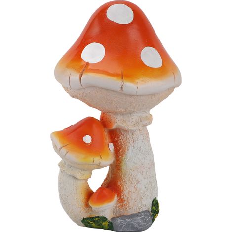 Décor de champignon en résine, Design de 3 champignons, décoration exquise, Durable, polyvalent, ornement de jardin extérieur Orange (1/5)