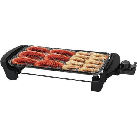 Piastra Elettrica Grill 1600W, Rivestimento Antiaderente, Termostato Regolabile, 40x20 cm