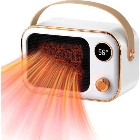 Radiateur soufflant électrique, radiateur soufflant en céramique 1200 W, petit radiateur d'appoint électrique, protection contre la surchauffe et l'inclinaison, deux températures (1/5)