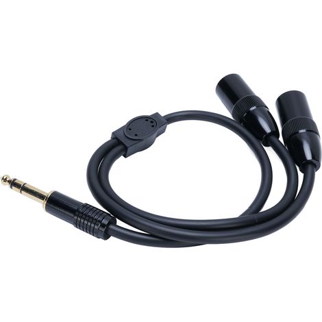Câble convertisseur stéréo asymétrique en Y avec fiche mâle 6,35 mm vers double XLR pour microphones et caméras DV (1/5)