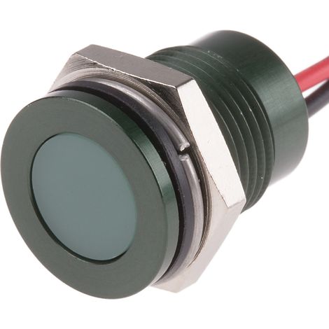 Voyant LED lumineux Vert RS PRO, dia. 14mm, 24V c.c., IP67 ( Prix pour 1 ) (1/2)