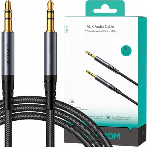 Cavo AUX Joyroom SY-A08 da mini jack da 3,5 mm a mini jack da 3,5 mm, intrecciato, 1,2 m (nero)