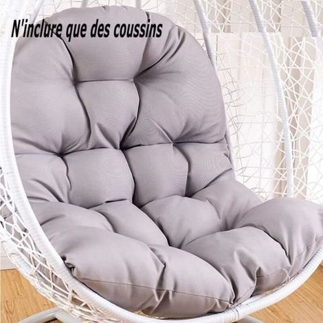 Coussin pour Fauteuil Suspendu Oeuf avec Oreiller Lavable Coussin de Chaise Suspendue Exterieur épais Coussin, 120x80cm,Gris 1 (1/4)
