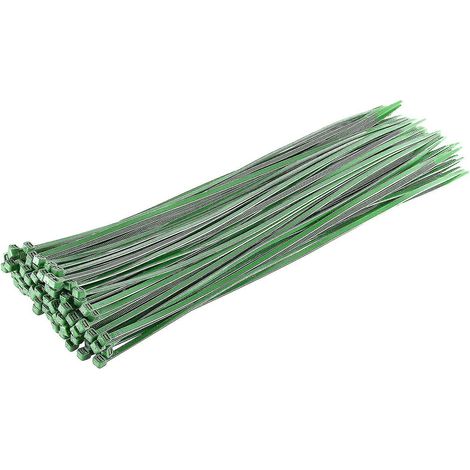 Lange, robuste silberne Kabelbinder, 370 mm x 4,8 mm, Packung mit 100 Stück, aus hochwertigem Nylon, grün.