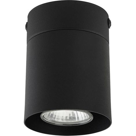 Deckenspot Schwarz H: 10,5 cm Ø 8 cm schmal GU10 Metall Deckenleuchte Wohnzimmer Flur (1/3)