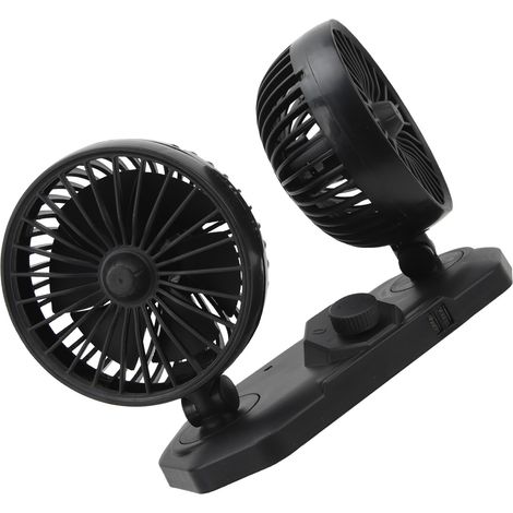 Ventilateur de voiture à double tête, 2 vitesses réglables, flux d'air puissant, rotation à 360°, faible bruit, double interface USB, 12 V (1/5)