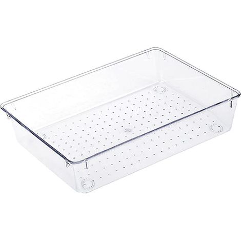 Organisateurs de tiroirs avec patins antidérapants en silicone, plateau de rangement de bureau pour maquillage, bijoux et ustensiles, pour la commode de la chambre, le bureau et la cuisine. (1/5)