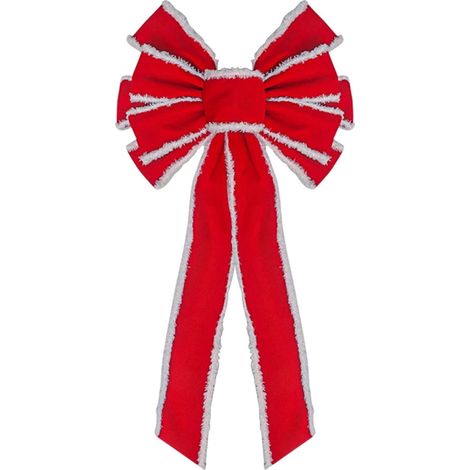 Ribbon Bow - Red Velvet Christmas Wreath Bow - 52 x 27 cm - For Tree Topper Wall Window Decoration - 1 Piece (1/5)