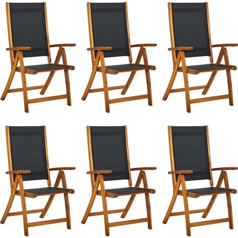 vidaXL Sedie Giardino Pieghevoli 6pz Legno Massello Acacia e Textilene (1/5)