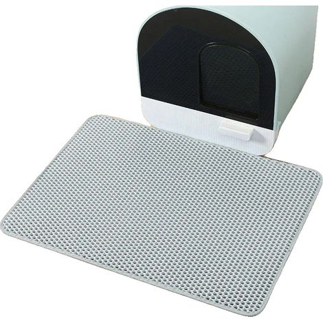 Alfombrilla para arenero de gato, doble capa, diseño impermeable, gris plata, 55x75cm-e (1/2)