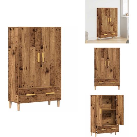 Buffet haut vieux bois 70x31x115 cm bois d'ingénierie - Buffet - Buffets - Armoire - Armoire Latérale (1/5)