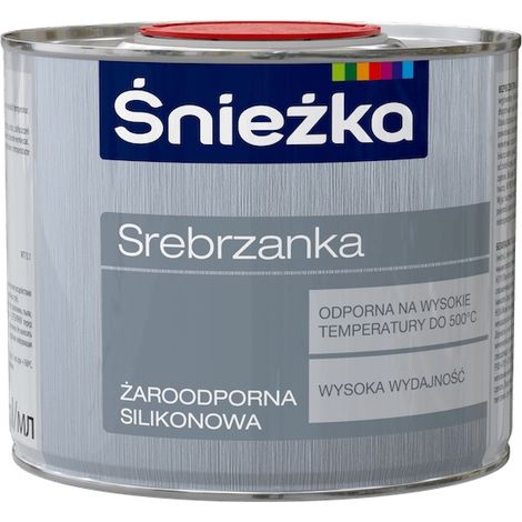 Śnieżka Silberne Silikonfarbe für Metall, hitzebeständig, 0,5 l