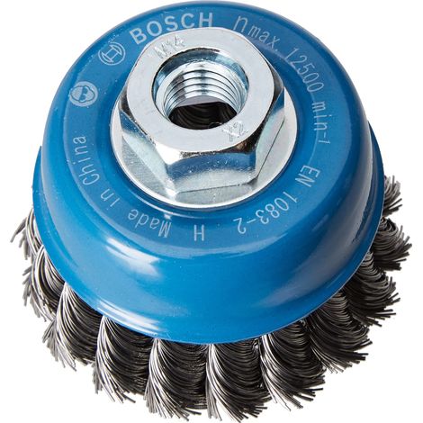 Bosch Professional 2608622099 Spazzola tazza in Filo d’acciaio intrecciato, per smerigliatrice angolare, nero, (Ø 75 mm)