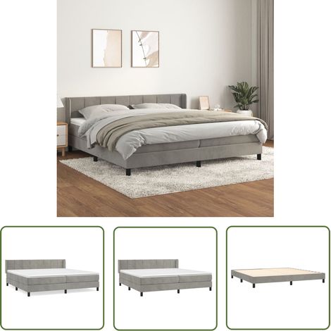 The Living Store Boxspringbett mit Matratze Hellgrau 200x200 cm Samt - Samtbett - Boxspringbett - Doppelbett - Luxusbett - Bettauflage (1/5)