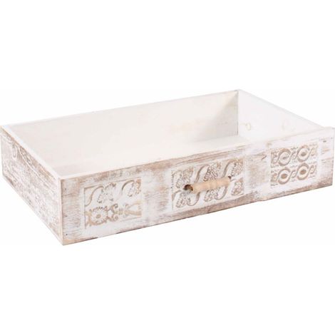 Vassoio in legno di abete intagliato, 52x32x11 cm