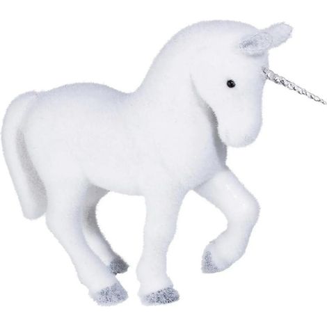 Paris Prix - Statuette Déco licorne Paillettes 38cm Blanc (1/2)