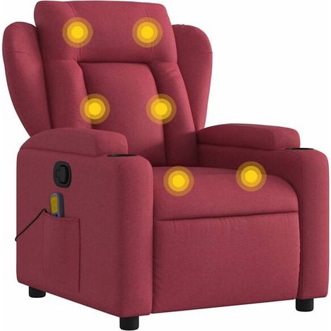 Chaise longue de massage ergonomique en tissu rouge – Lit de relaxation avec réglage inclinable, support lombaire et fonction vibration – Idéal pour salon, spa ou bureau (1/5)