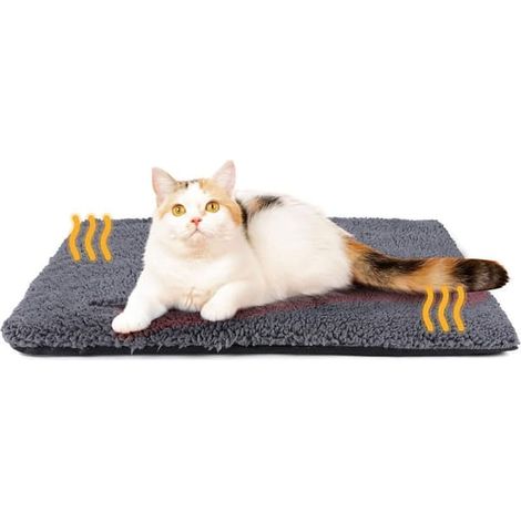 Tapis chauffant auto-chauffant pour chats et chiens, 61 x 45,7 cm, pour intérieur et extérieur, housse amovible, antidérapante, lavable, sans électricité, gris foncé (1/5)